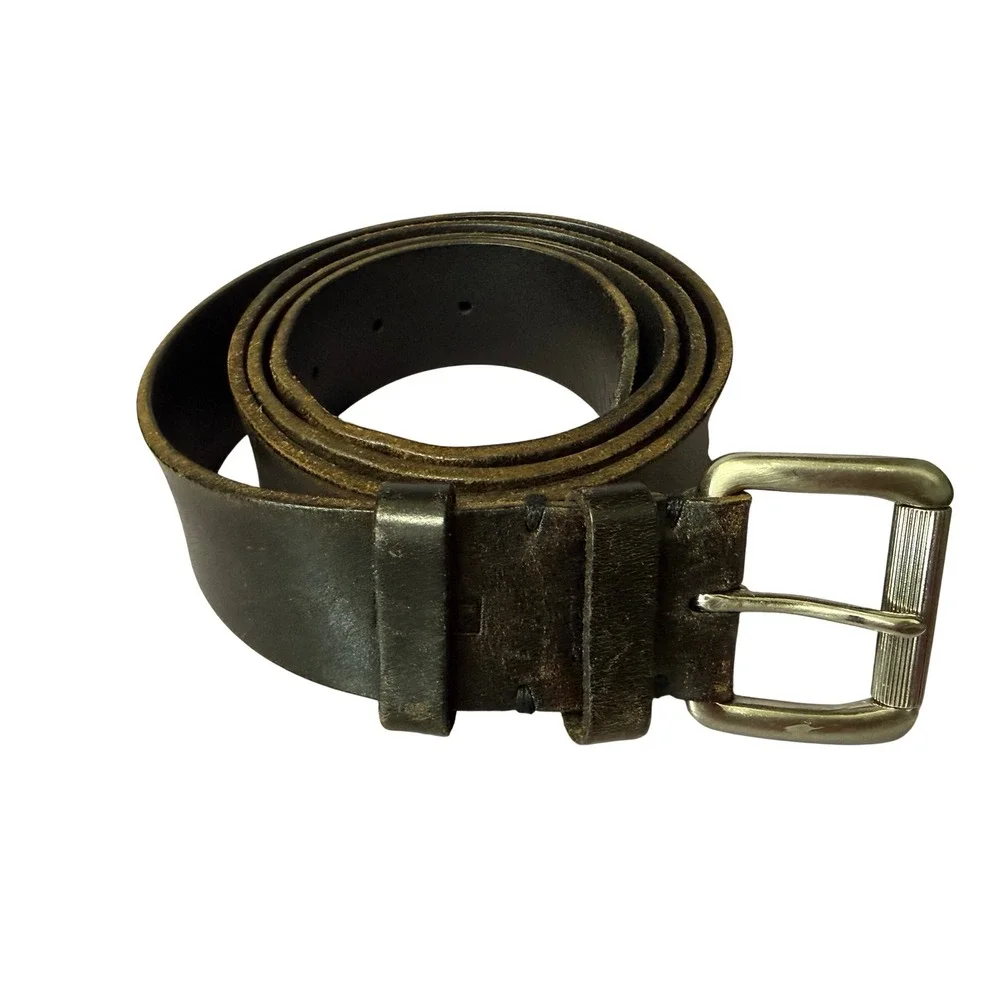 Levis Mens Brown Full Grain Leather Belt 42 Silver Buckle 3925 Casual Workwear
